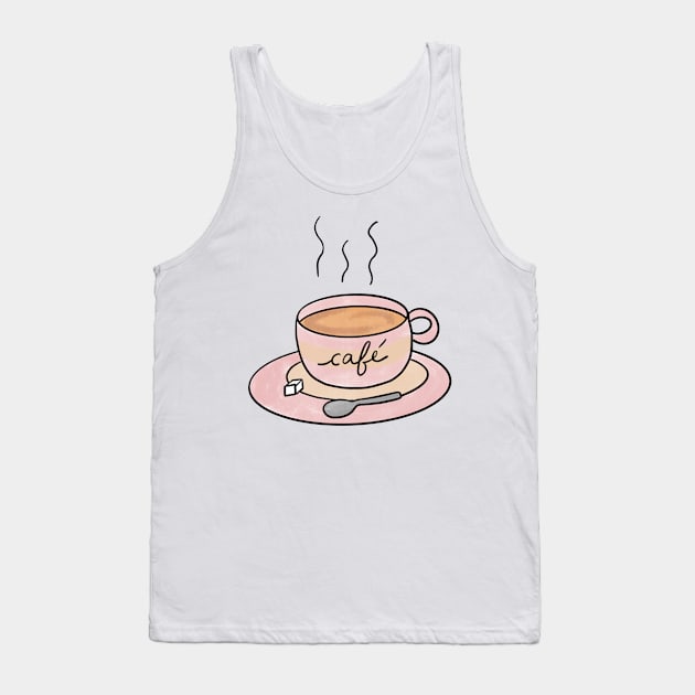 Coffee Cup Cute Coffee Dates Pretty Pink Coffee Cup Cute Coffee Lover Gift Steaming Cup of Coffee Cappuccino Espresso Latte Macchiato Mocha Cute Coffee Lover Gift Tank Top by nathalieaynie